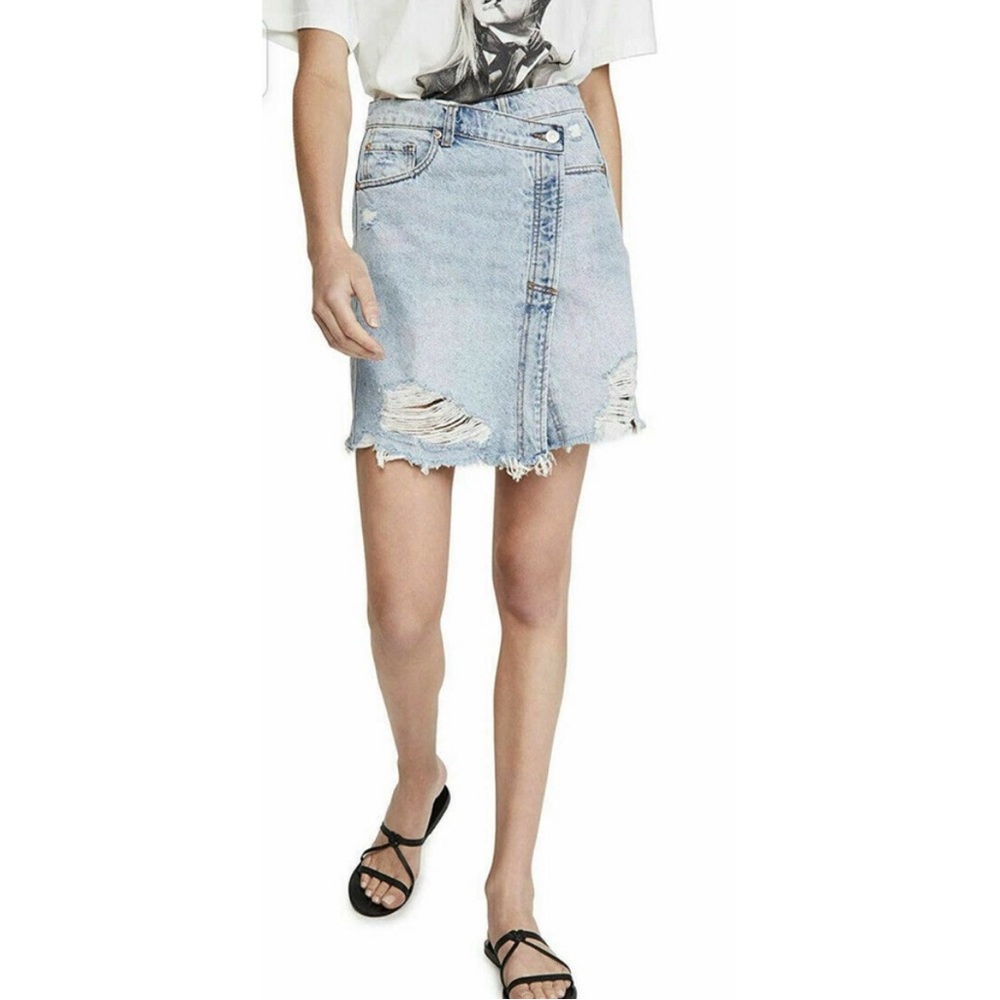 Free People Parker Ripped Denim Skirt Size 26